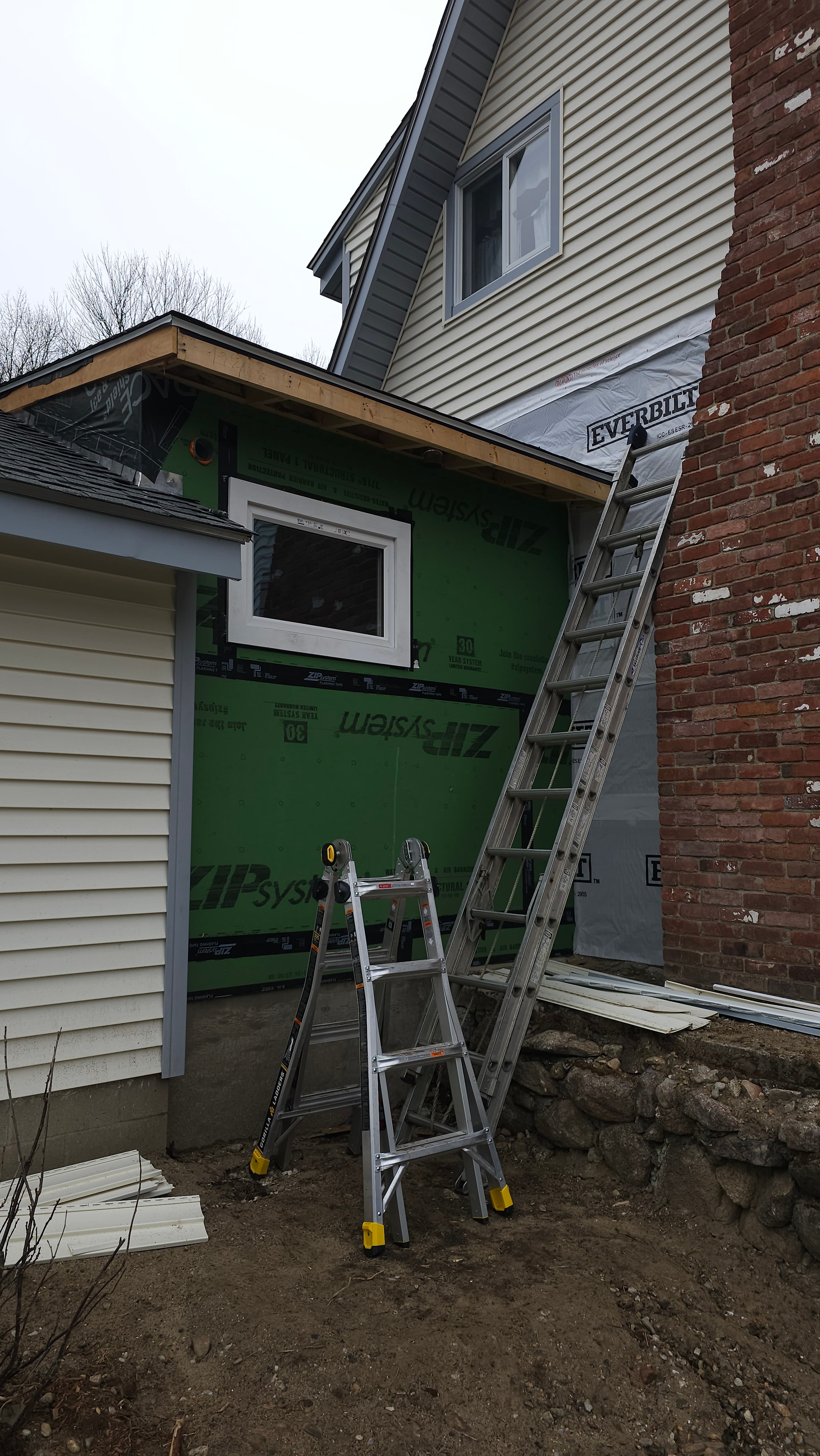 Extension framing complete with ZIP System sheathing