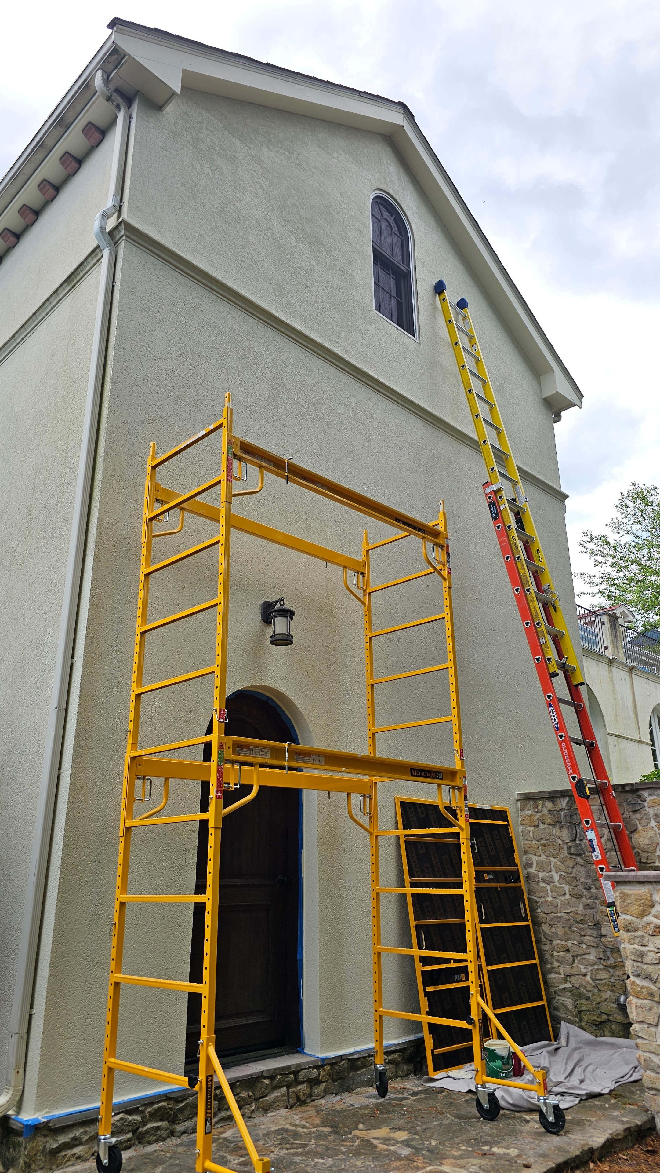 Gable end painting in progress